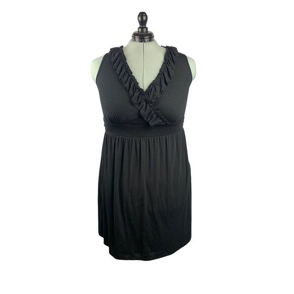 INC International Concepts Black Sleeveless Ruffled V-Neck Dress Womens 1X - Picture 4 of 9